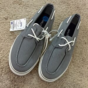 Nautica Men's Gray Canvas Boat Shoes with White Laces